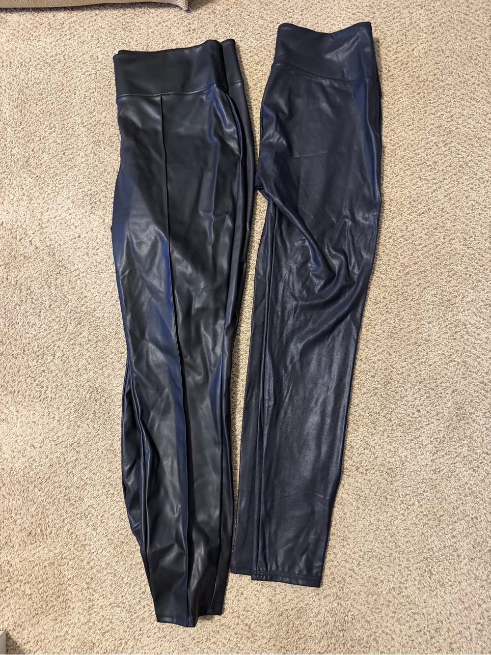High-Rise Faux Leather Leggings – Black